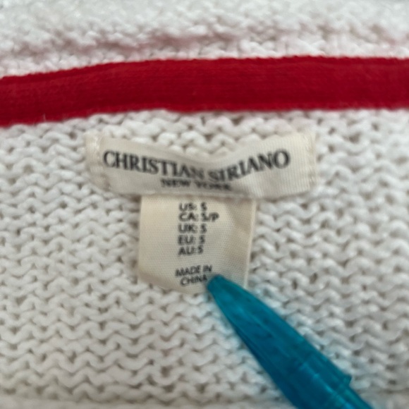 Christian Siriano White Valentine Heart Cotton Crew Neck Sweater - Picture 3 of 3